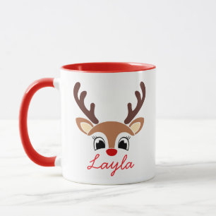 Mug de Noël personnalisé avec un renne   Joyeuses 