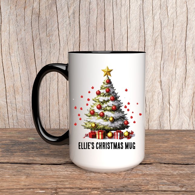 Mug de Noël personnalisé en forme de sapin pour fe (Christmas tree mug, custom name mug, custom Christmas mug, holiday mug for her, Christmas gift)