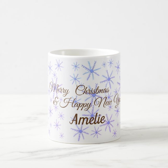 Mug de Noël personnalisé Flocons de neige (Centre)
