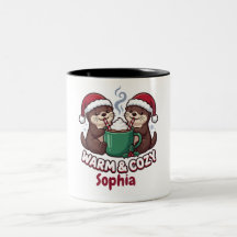 Mug de Noël personnalisé Loutres | Chaud & Confort