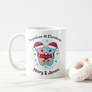 Mug de Noël personnalisé pour couple hippocampe