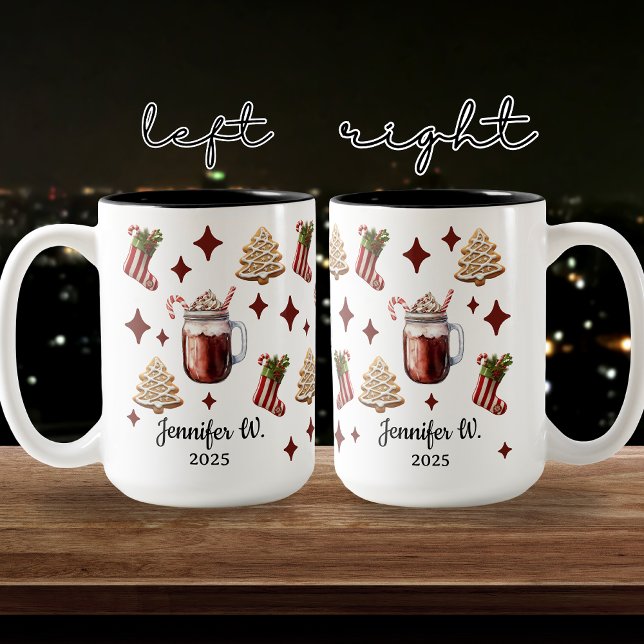 Mug de Noël personnalisé pour la famille et les co (Christmas mug, personalized Christmas gift, custom Xmas mug, festive holiday mug, holiday coffee mug)