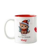Mug de Noël personnalisé sur le thème du chat