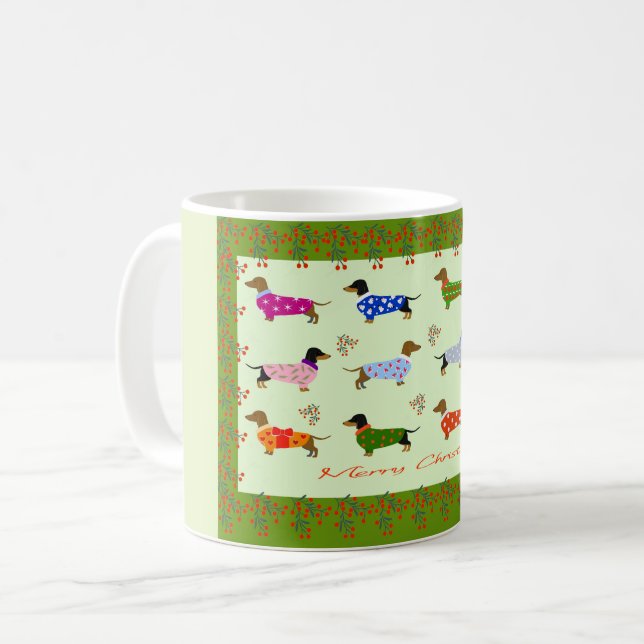 Mug de Noël pour Dachshunds (Devant gauche)