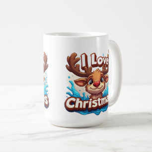 Mug de Noël Renne Mignon J'adore Xmas