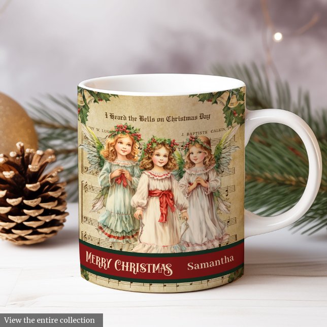 Mug de Noël Rétro Ange Cadeau pour Elle Souvenir (Retro Christmas Mug Angel Gift for Her Keepsake)