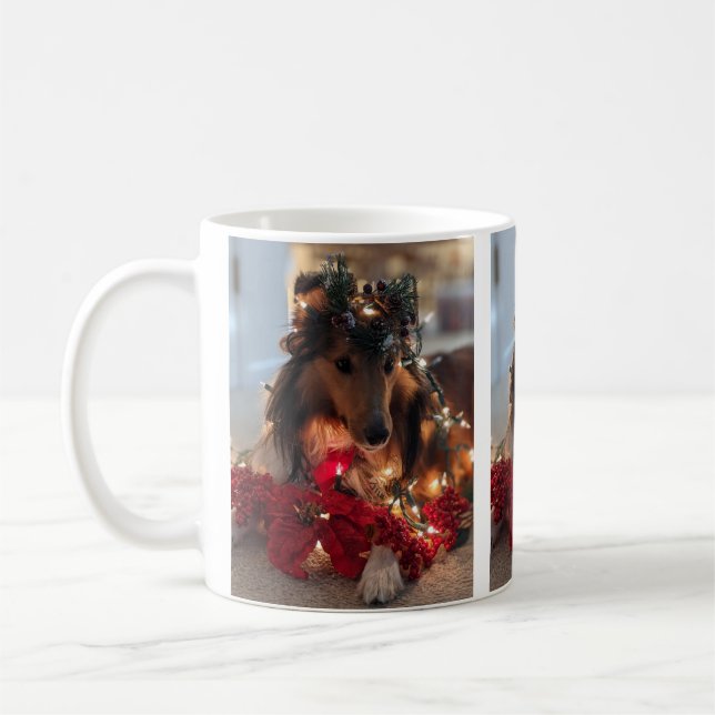 mug de Noël Sheltie (Gauche)