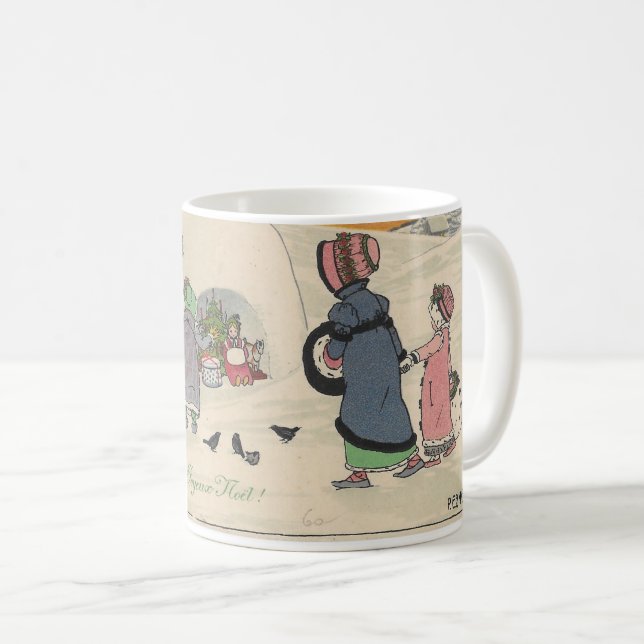 Mug de Noël vintage Filles de neige (Devant droit)