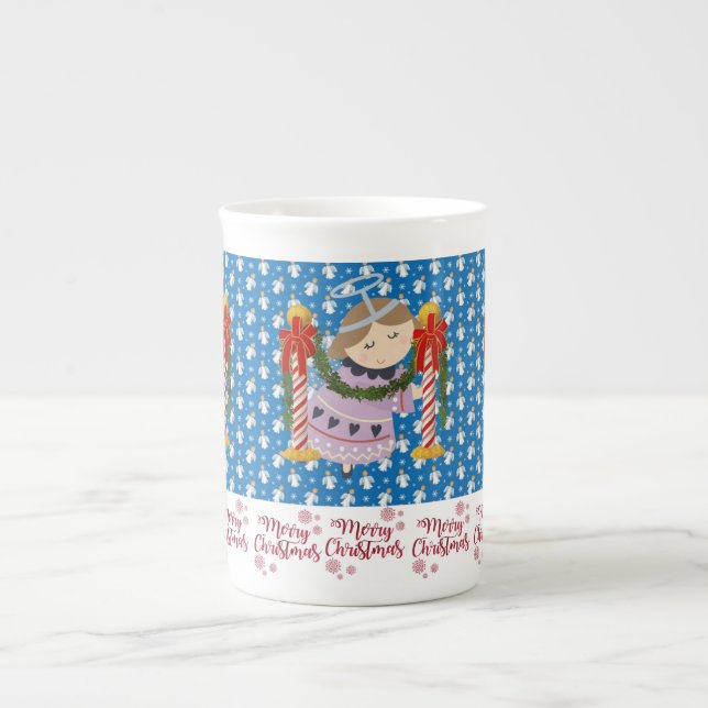 Mug de Noël, Vintage, Joyeux Noël Ange (Devant)
