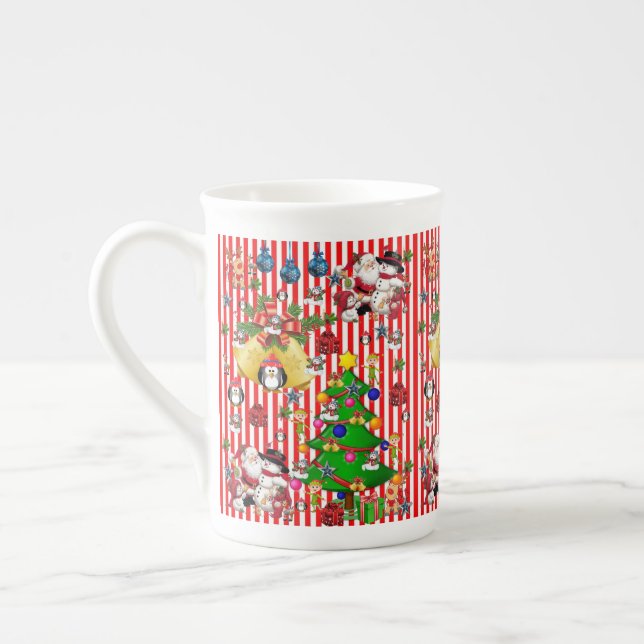 Mug de Noël, Vintage, Joyeux pingouin de Noël (Gauche)