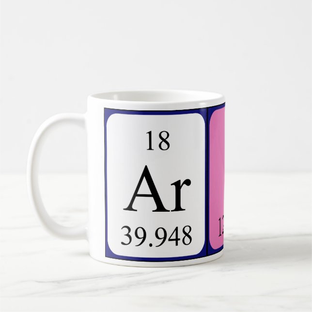 Mug de nom de table périodique Arial (Gauche)