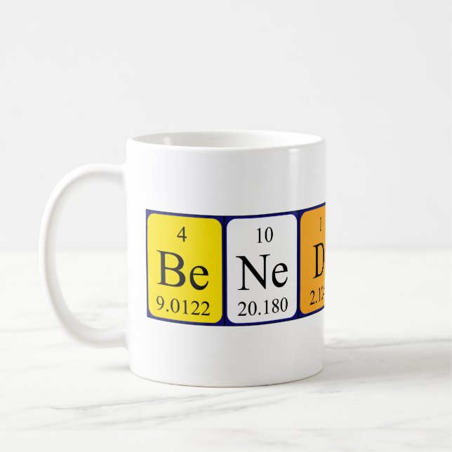Mug de nom de table périodique Bénédicte (Gauche)