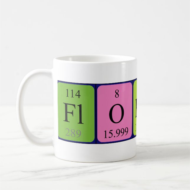 Mug de nom de table périodique Florent (Gauche)