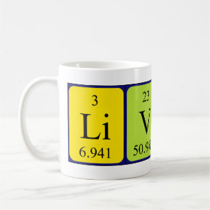 Mug de nom de table périodique Livio