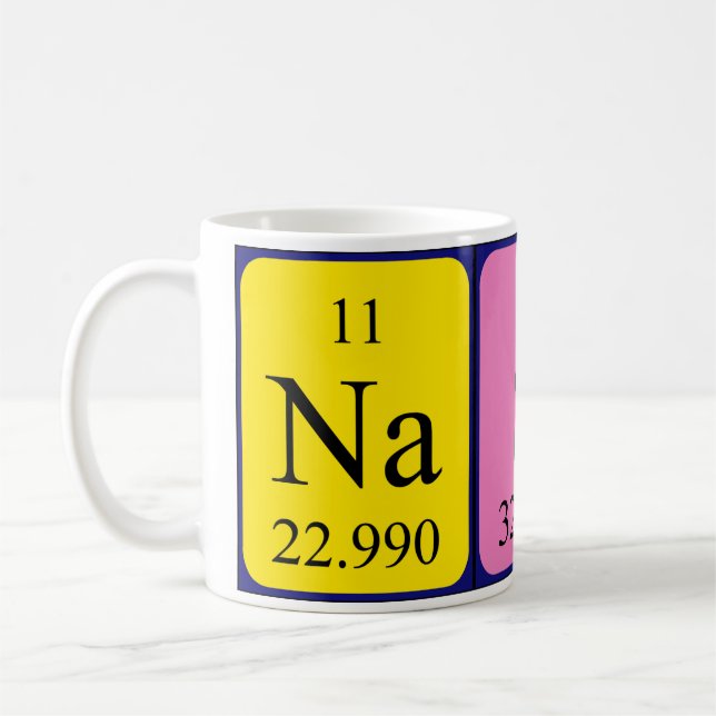 Mug de nom de table périodique Nasir (Gauche)