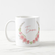Mug de nom floral personnalisé
