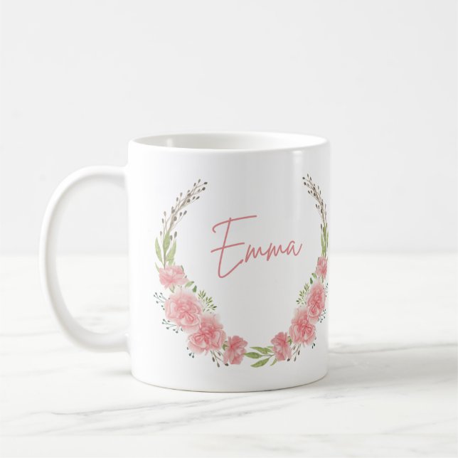 Mug de nom floral personnalisé (Gauche)