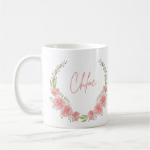Mug de nom floral personnalisé