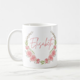Mug de nom floral personnalisé