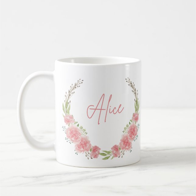 Mug de nom floral personnalisé (Gauche)
