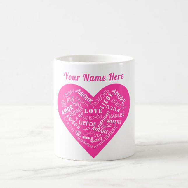 Mug de nom personnalisé avec texte d'amour multili (Centre)