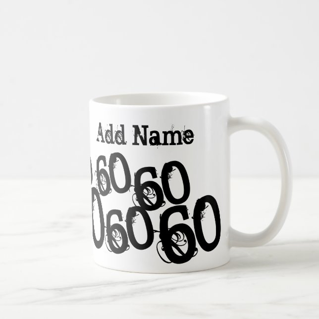 Mug de noms personnalisés en noir 60e anniversaire (Droite)