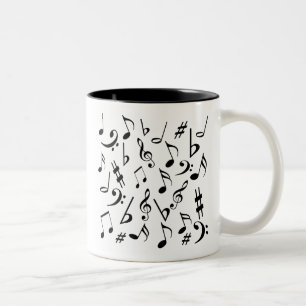 Mug de notes musicales - blanc et noir
