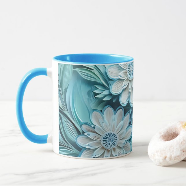 Mug de papier coupé bleu (Avec donut)