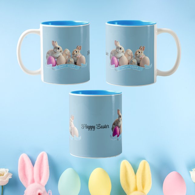 Mug de Pâques Deux Lapins & Œufs de Pâques (Créateur téléchargé)
