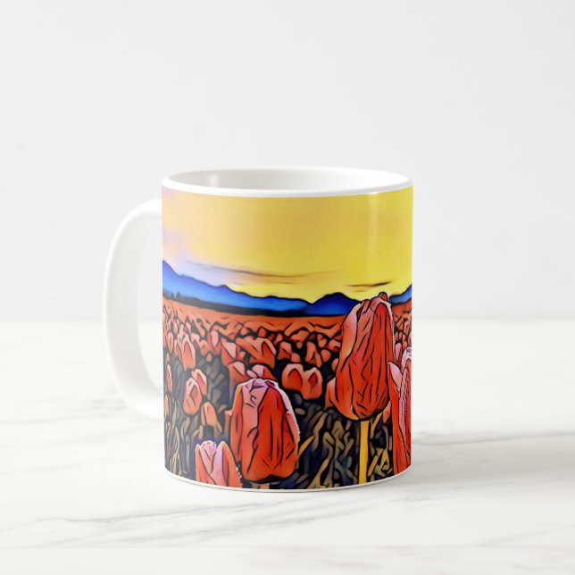 Mug de peinture de terrain de la tulipe rouge (Devant gauche)