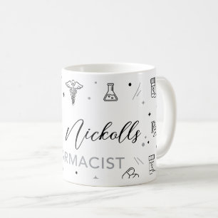 Mug de pharmacien personnalisé   Écriture élégante