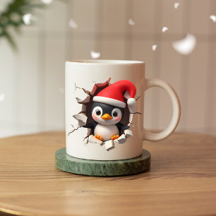 Mug de pingouin de Noël 3D - Fête festive mignonne