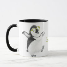 Mug de pingouin personnalisé avec poignée noire
