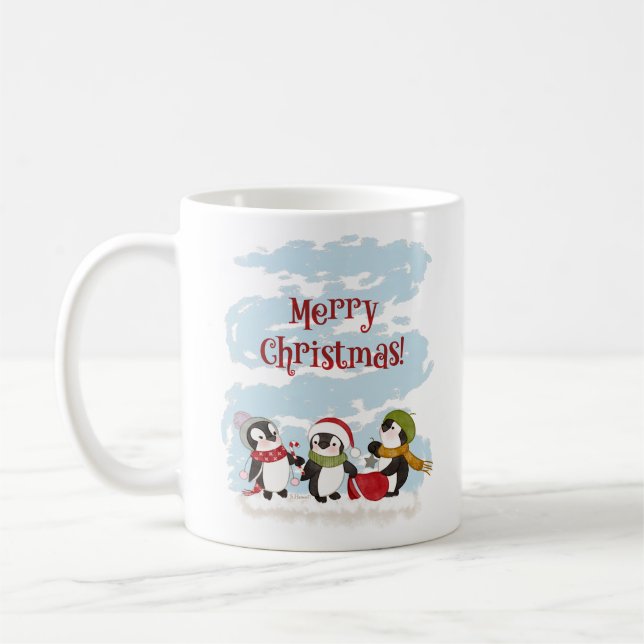 Mug de pingouins de Noël (Gauche)