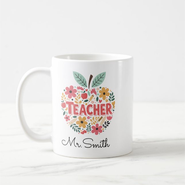 Mug de pomme enseignant - Pomme rouge classique (Gauche)
