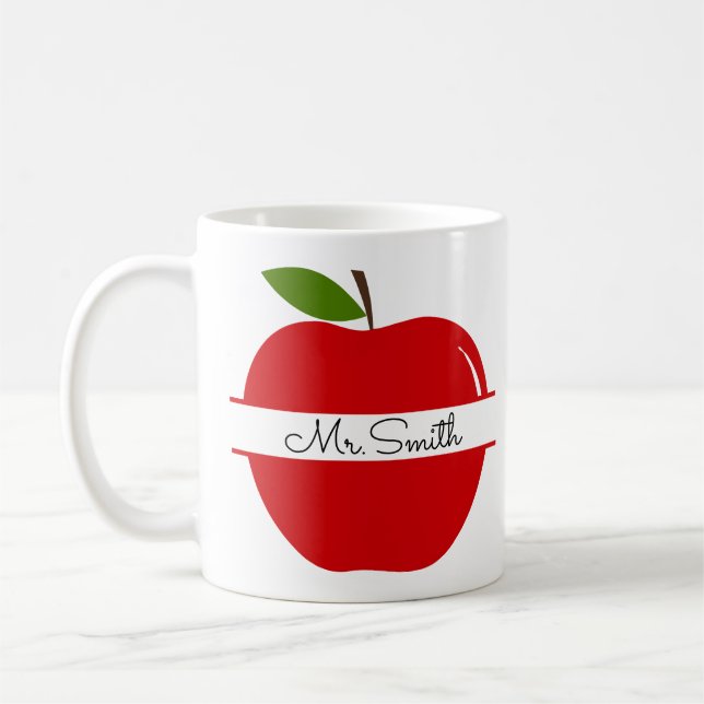 Mug de pomme enseignant - Pomme rouge classique (Gauche)