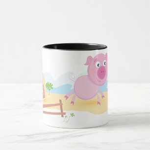 Mug de porc de ferme rose
