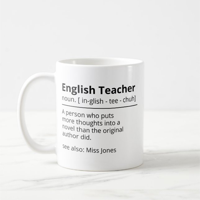Mug de professeur d'anglais drôle personnalisé | G (Gauche)