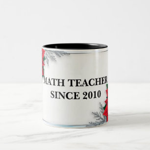 Mug de professeur de mathématiques florale à deux
