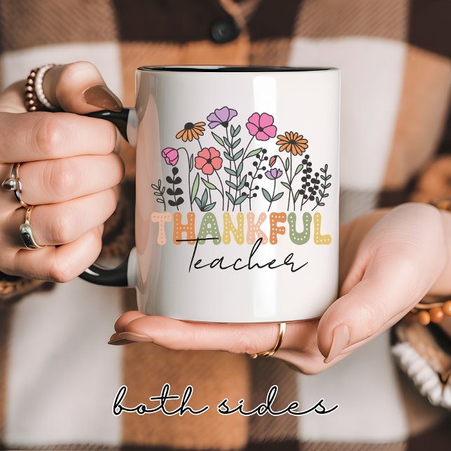 Mug de remerciement personnalisé Fleur sauvage pou (personalized floral mug, custom wildflower mug, floral mug for grandma & mom, teacher appreciation,)