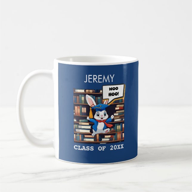 Mug de remise de diplôme de lapin mignon drôle  (Gauche)