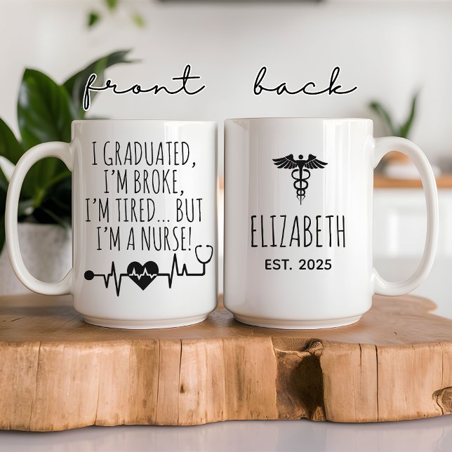 Mug de remise de diplôme d'infirmière personnalisé (nurse graduation mug, rn gift, nurse mug funny, nursing student gift, graduation mug for her, )