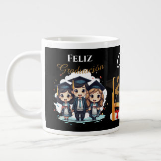 Mug de remise de diplôme noir or personnalisé 2025
