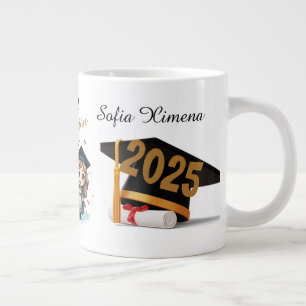 Mug de remise de diplôme noir or personnalisé 2025
