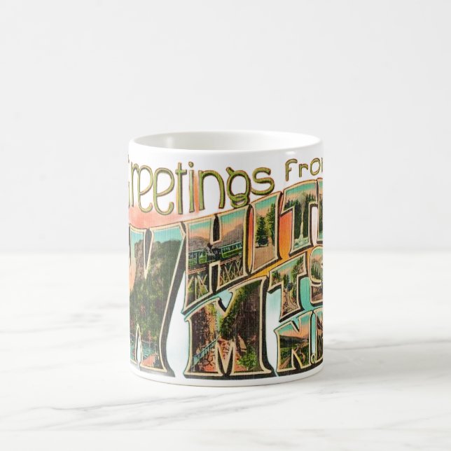 Mug de salutation Montagnes Blanches Rétro (Centre)