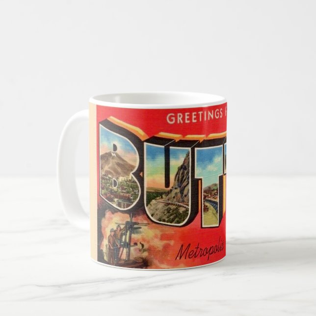 Mug de salutation rétro Butte Montana (Devant gauche)