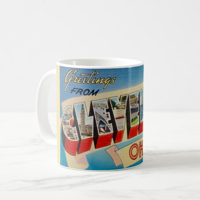 Mug de salutation rétro Cleveland Ohio (Devant gauche)