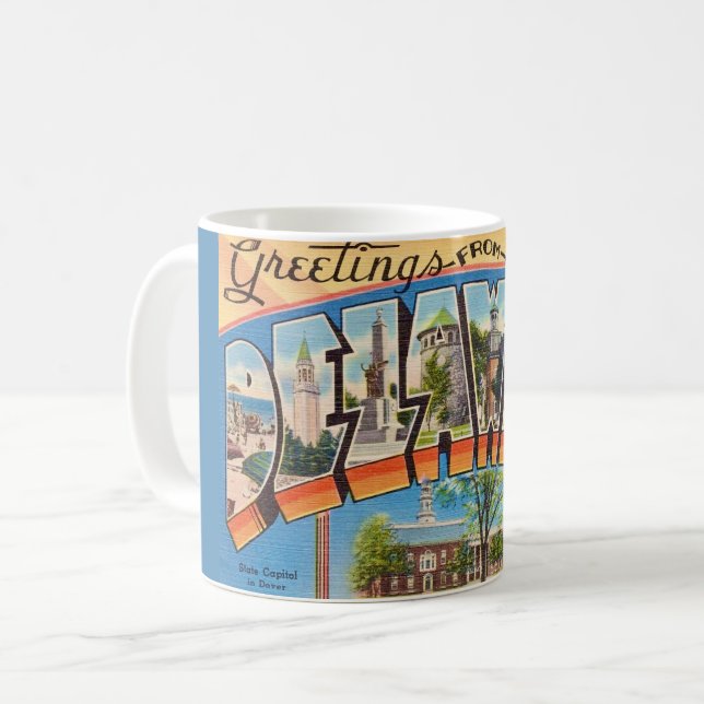 Mug de salutation rétro Delaware (Devant gauche)