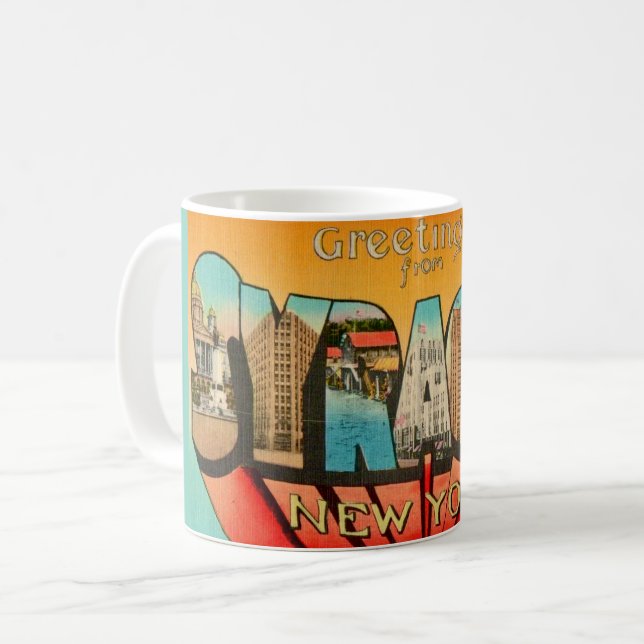 Mug de salutation rétro Syracuse New York (Devant gauche)