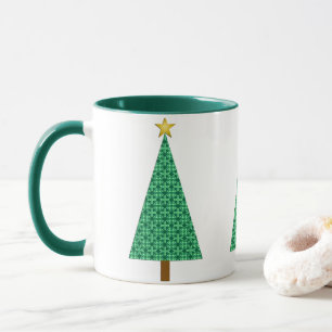 Mug de sapin de Noël moderne, vert foncé Arabesque